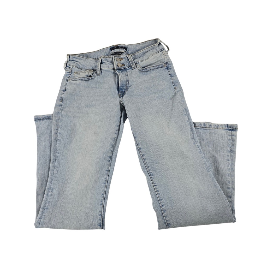 Aeropostale Women Low Rise Flare Jeans Light Wash Flap Pocket Size 2 Short 26x28
